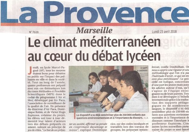 Article paru dans La Provence le 23 avril 2018