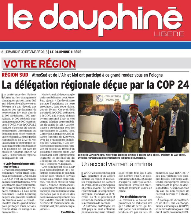 Article paru dans Le Dauphiné le 30 décembre 2018