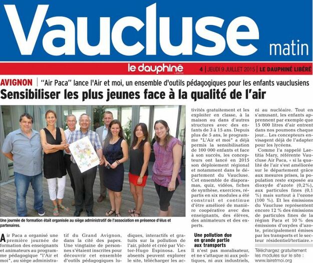 Scan de l'article dans Vaucluse Matin